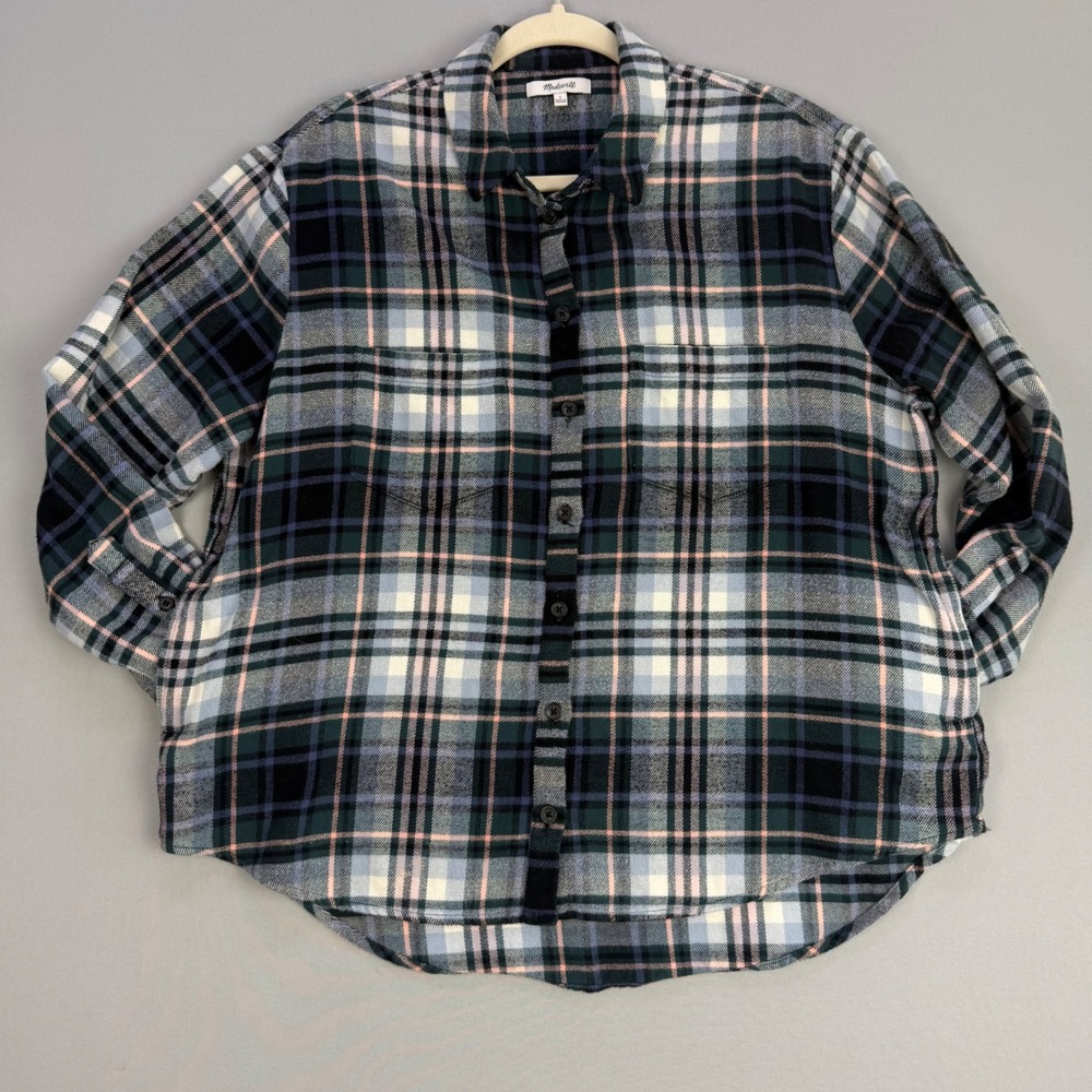Madewell Flannel Sunday Shirt Cranston Plaid Cozy Cabin Button Down Pockets Lg